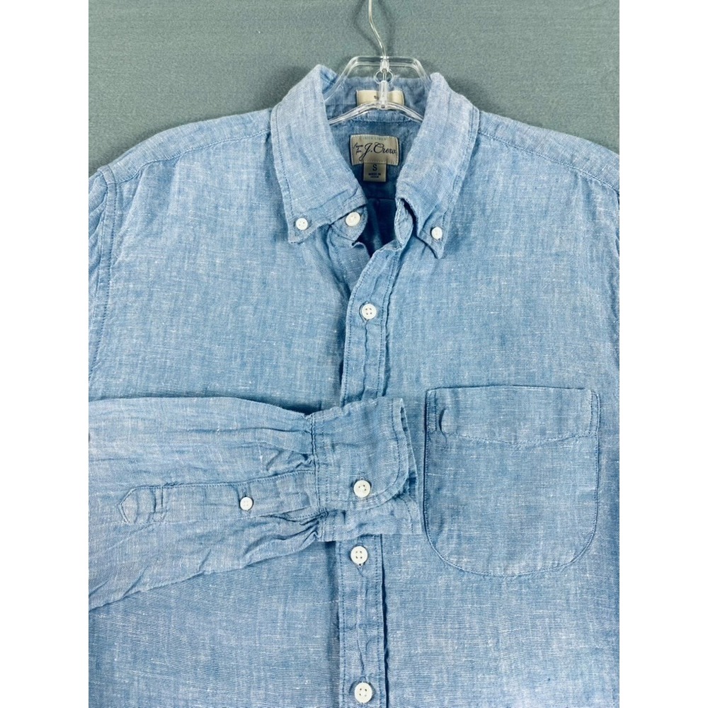 J.Crew x Baird McNutt 100% Iris Linen Shirt Sz S Light Blue Long Sleeve Coastal
